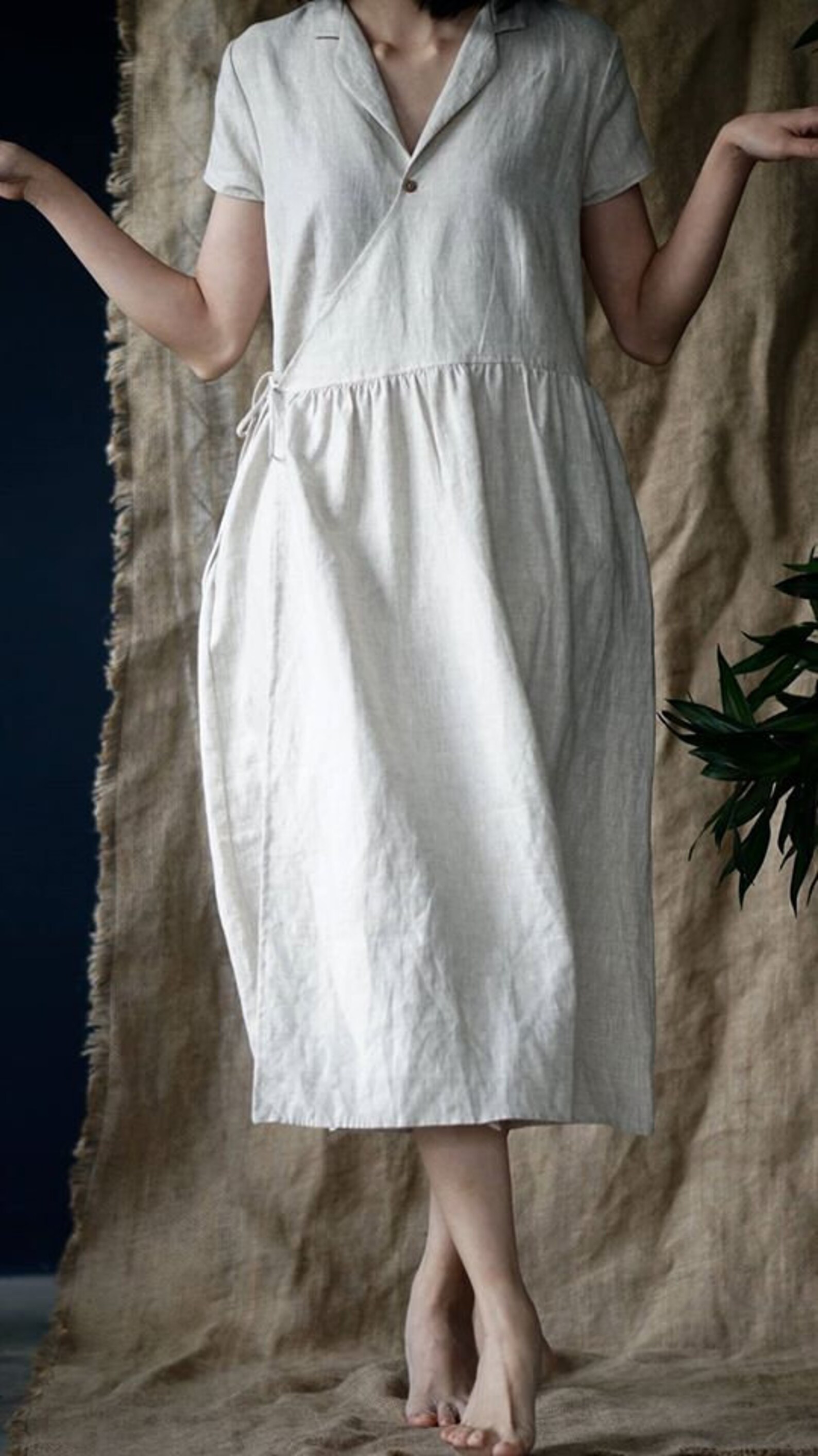 Linen A Line Dresses 2026.Linen Wrap Dress - Linen A-line Dress - Available in 50 Colors - Etsy