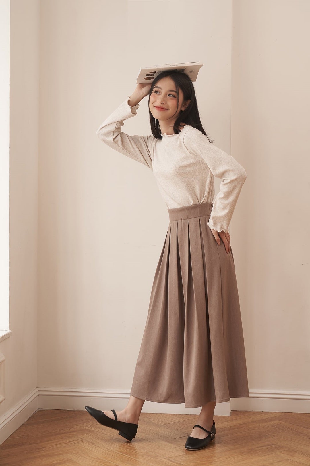 Pleated Linen Skirt Loose Linen MIDI / MAXI Skirt Etsy