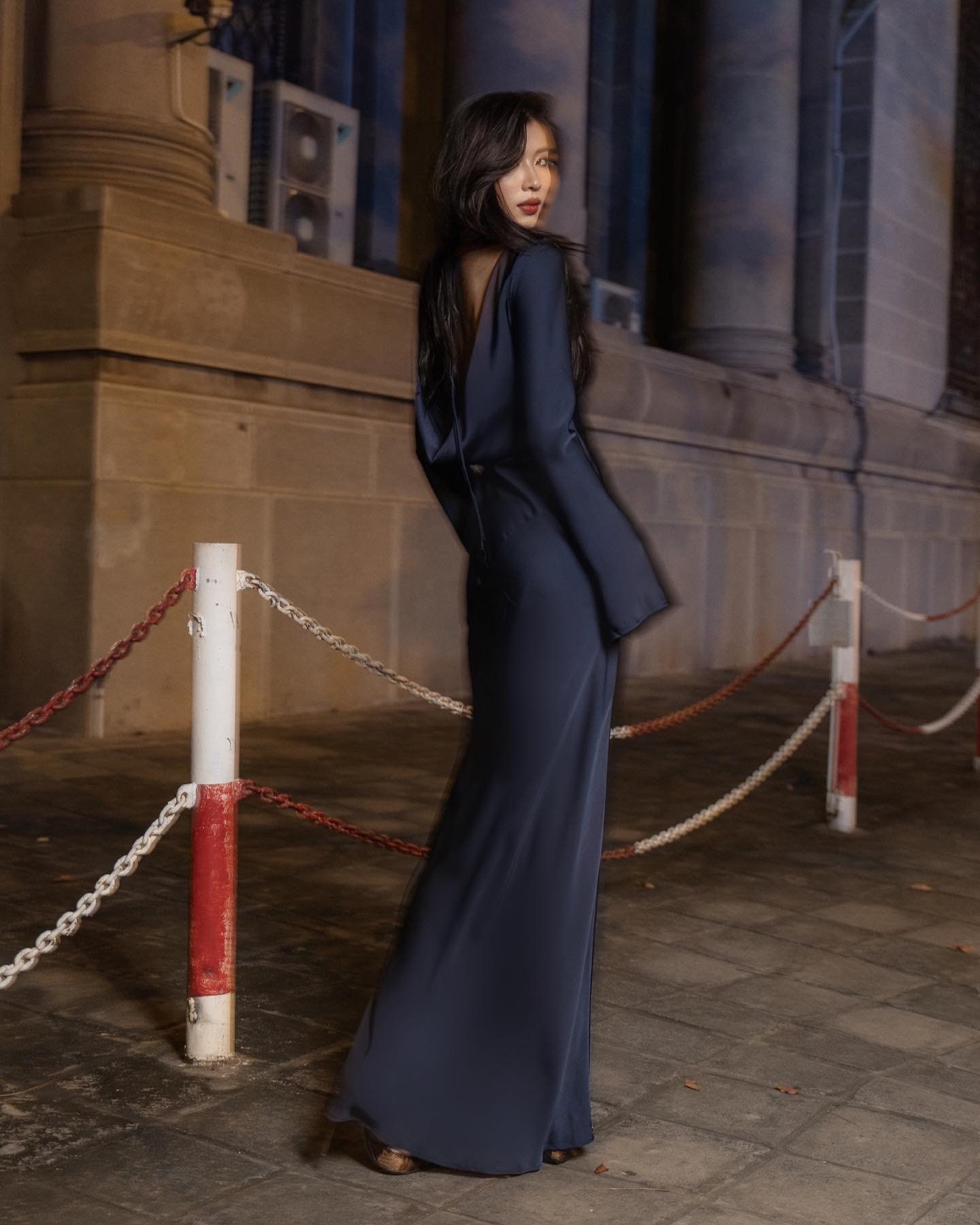 sachin and babi light blue dress Navy Velvet Dress - Bridesmaid Dress main image 1