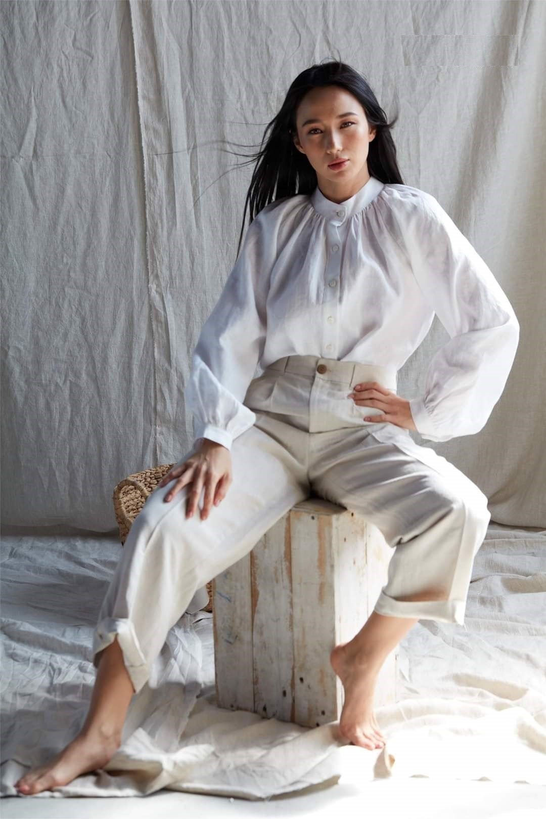 トップス BIYOMA COTTON LINEN RIB LOOSE PULLOVER 41gVjuDWzTL.jpg