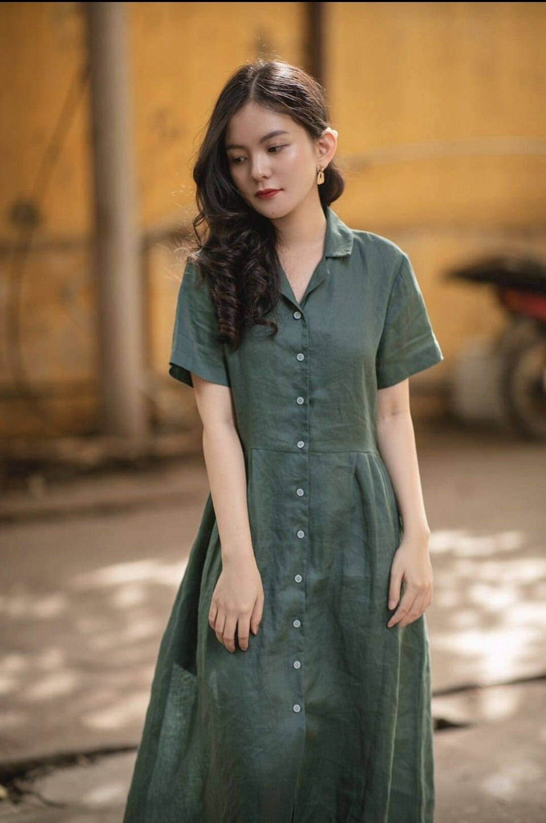 knee length dresses for ladies ACACIA linen shirt dress main image 1