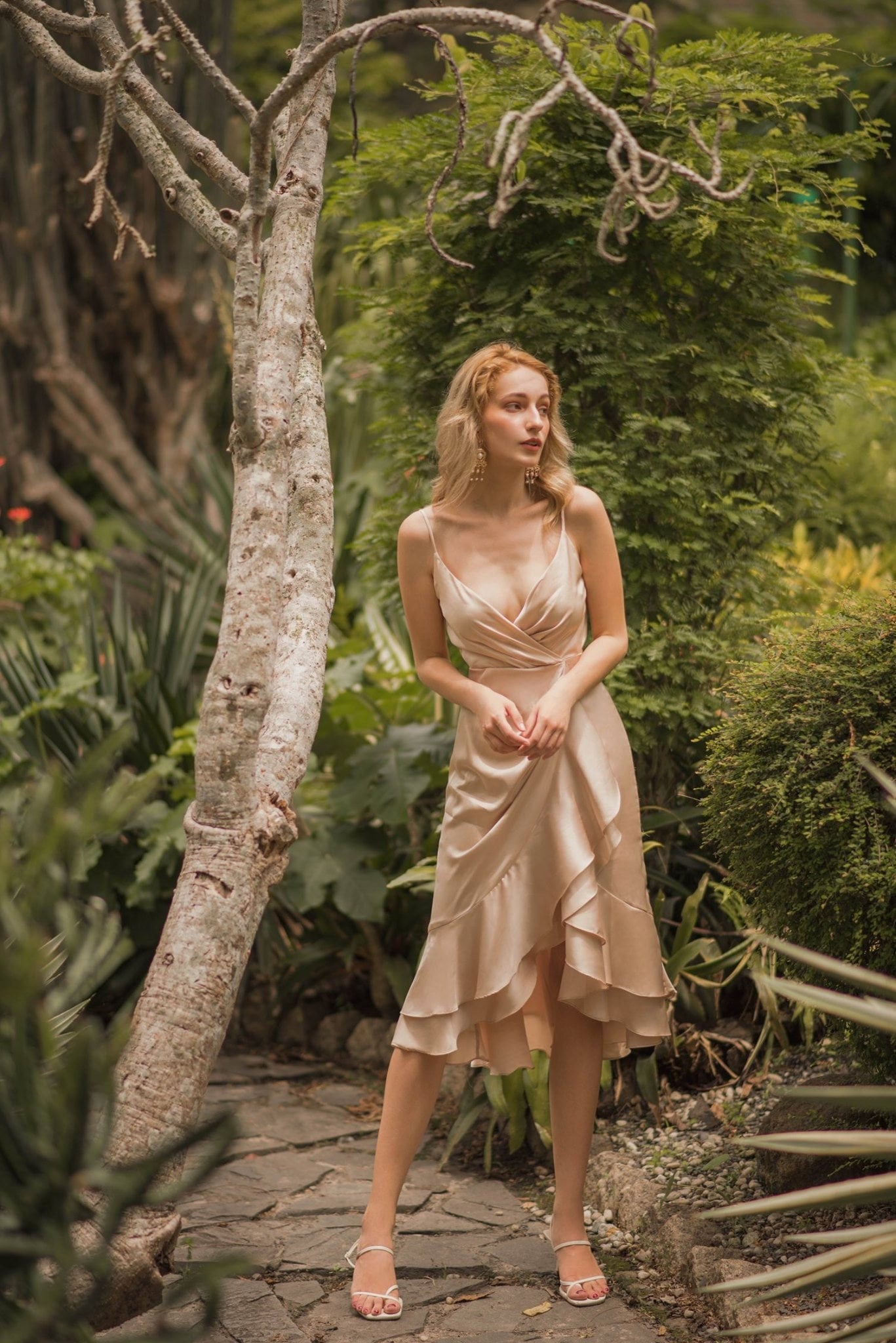 silk laundry asymmetrical ruffle dress Cowl Asymmetrical Satin Bridesmaid Dress main image 1
