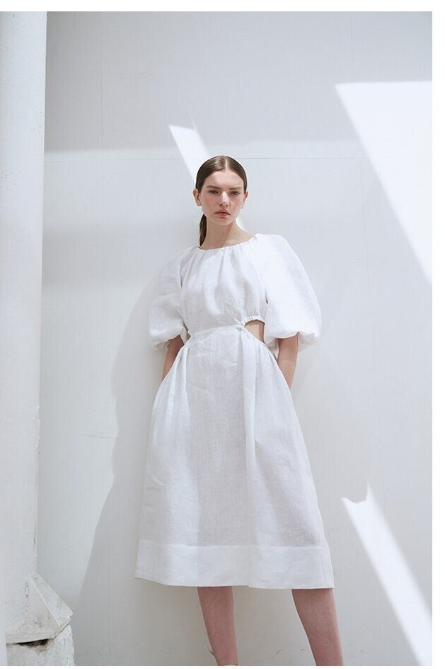 white christmas dresses Folded Collar Linen Top main image 0