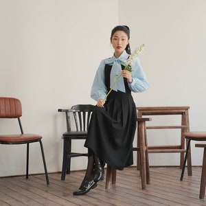 Damesblouse met lange mouwen - lint damesblouse - dameshemd met vlinderstrik - coltrui afbeelding 4