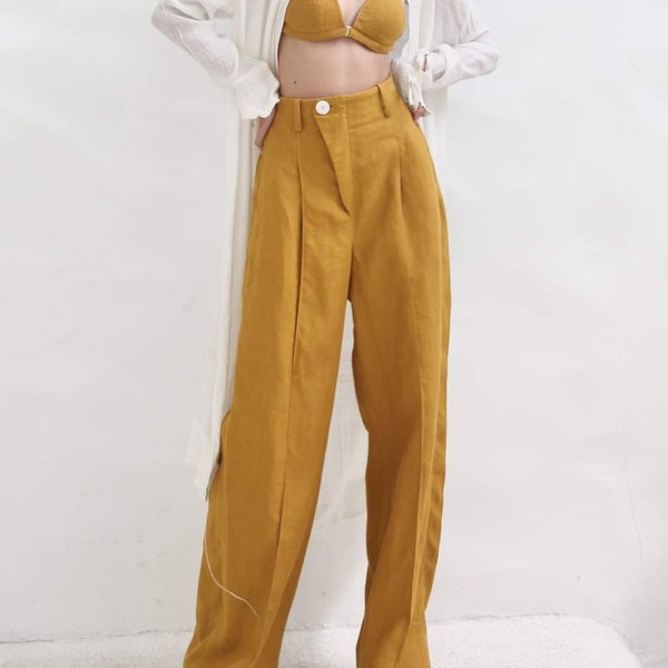 High Waist Linen Pants