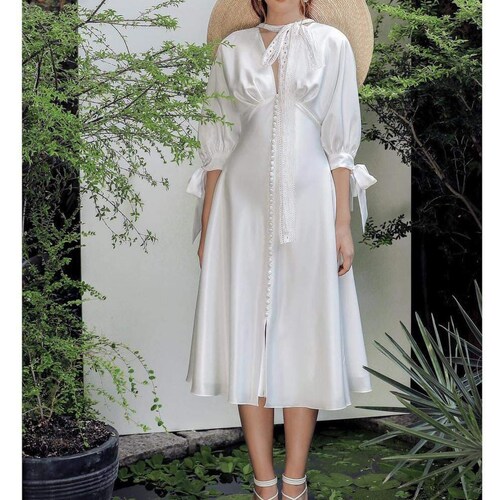 knee length dresses for ladies Gabriela Hearst Maude Floral Pleated Midi Shirtdress main image 0