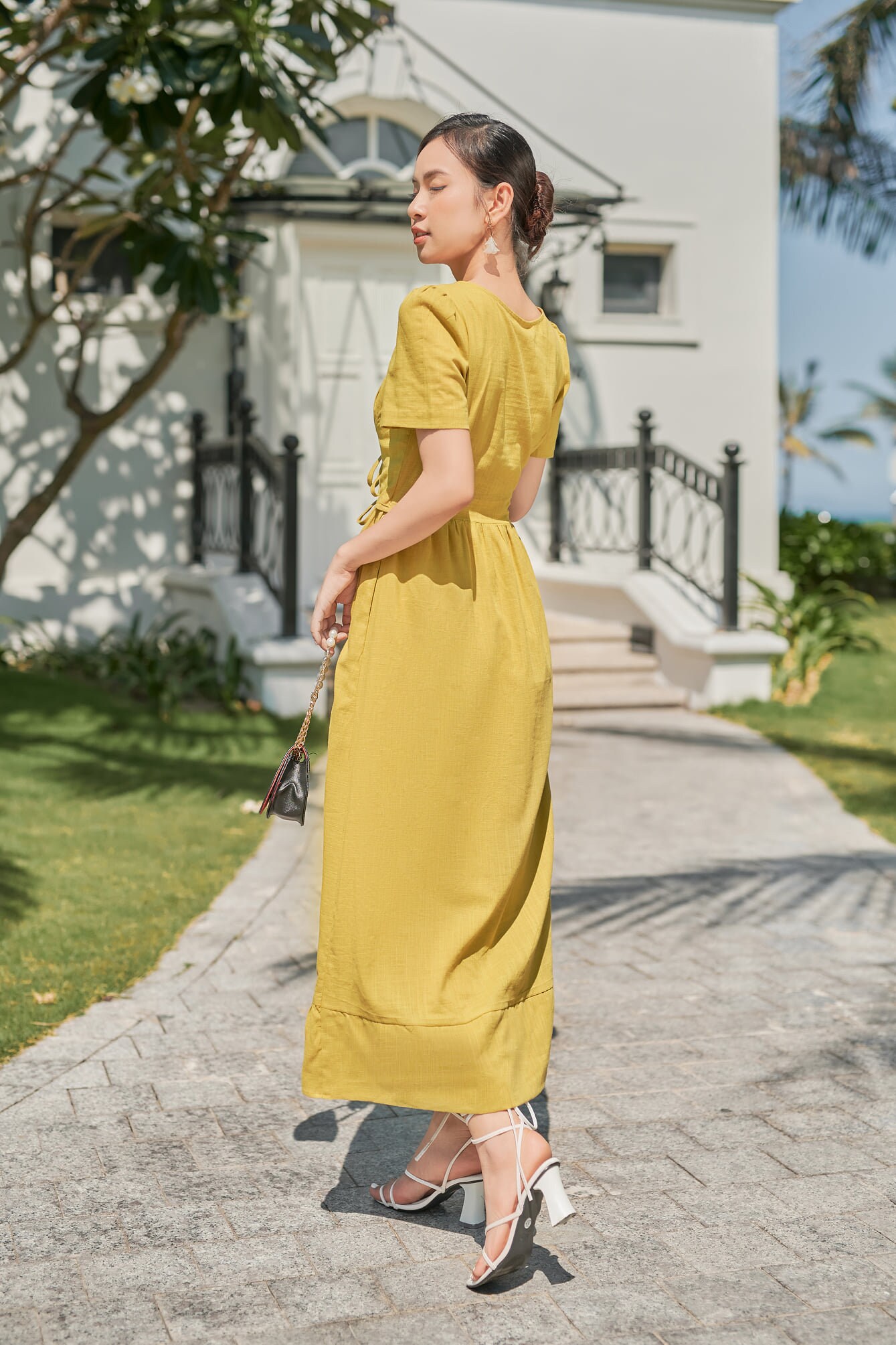 chinese dress ladies Linen Lily Embroidery Maxi Dress main image 1