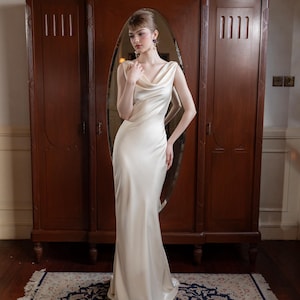 Stunning Formal Dress - Custom Neck Gown , Evening Elegance, Perfect Weddings Dress, Proms maxi Dress, High Waist Maxi Dress