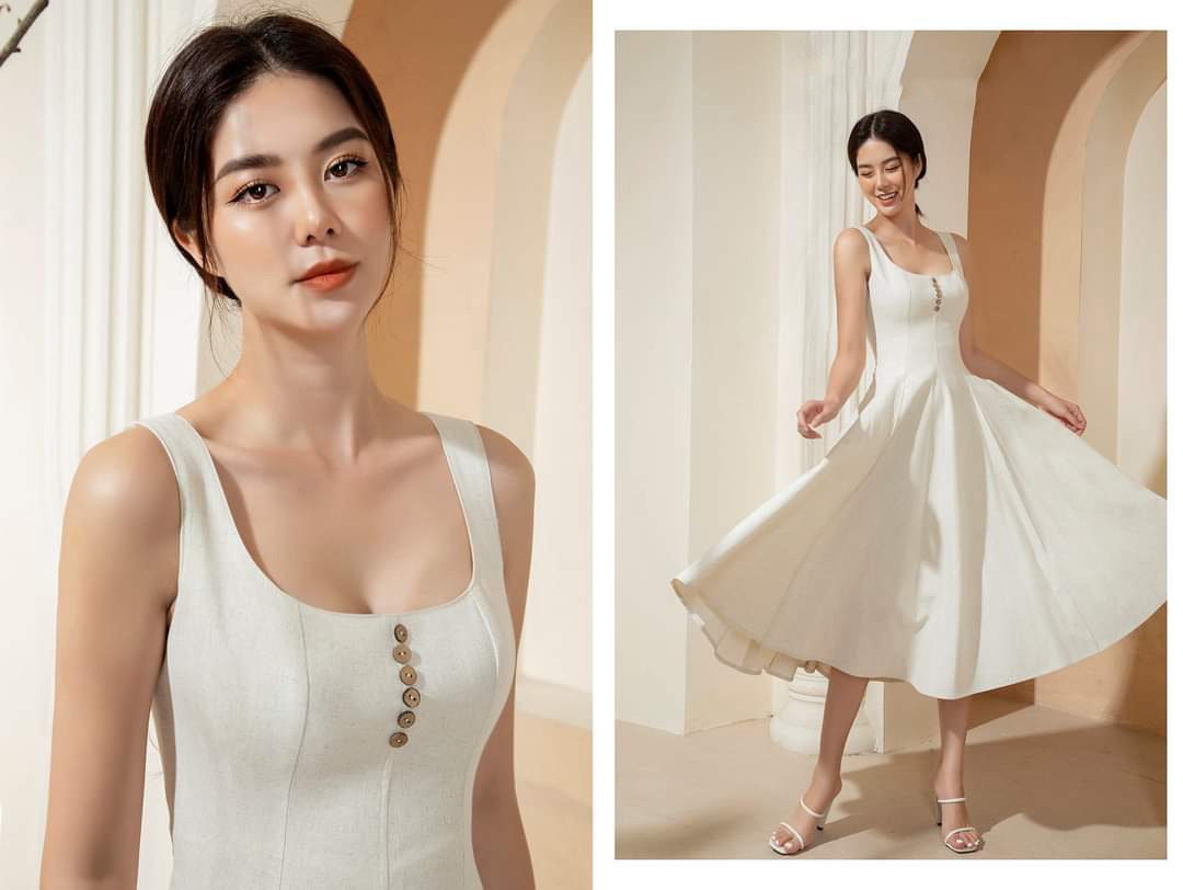 Sage – Minimalist Sleeveless Full Length Linen Dress with Boat Neckline main image 0