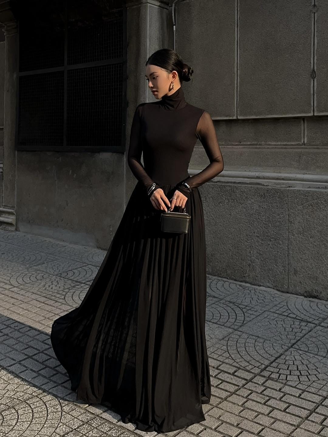Long Sleeve Black Formal Gown - Etsy Long Sleeve Black Formal Gown - Etsy