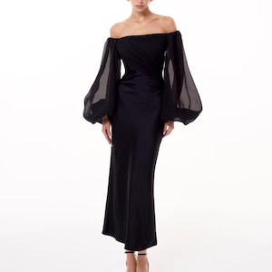 open lace back dress Isabelle One Shoulder Puff Sleeve Dress