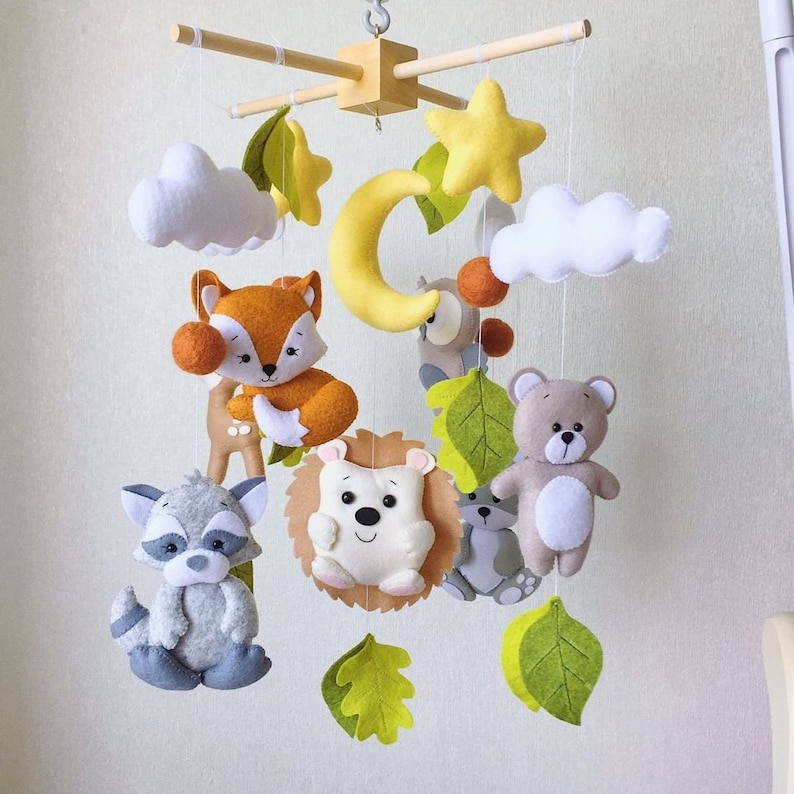 Baby mobile Woodland nursery mobile Woodland baby mobile Etsy