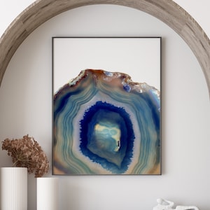 Blue Agate Abstract Wall Art, Instant Download, Printable Boho Decor, Natural Stone Geode Print
