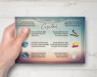 Cleaning Your Crystals Guide | Printable lists 6 different ways to cleanse and purify your crystals. For personal use or packaging inserts.