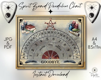 Spirit Board Pendulum Chart | Printable pendulum board for divination and dowsing | Instant download in JPG + PDF format | A4 & 8.5x11in