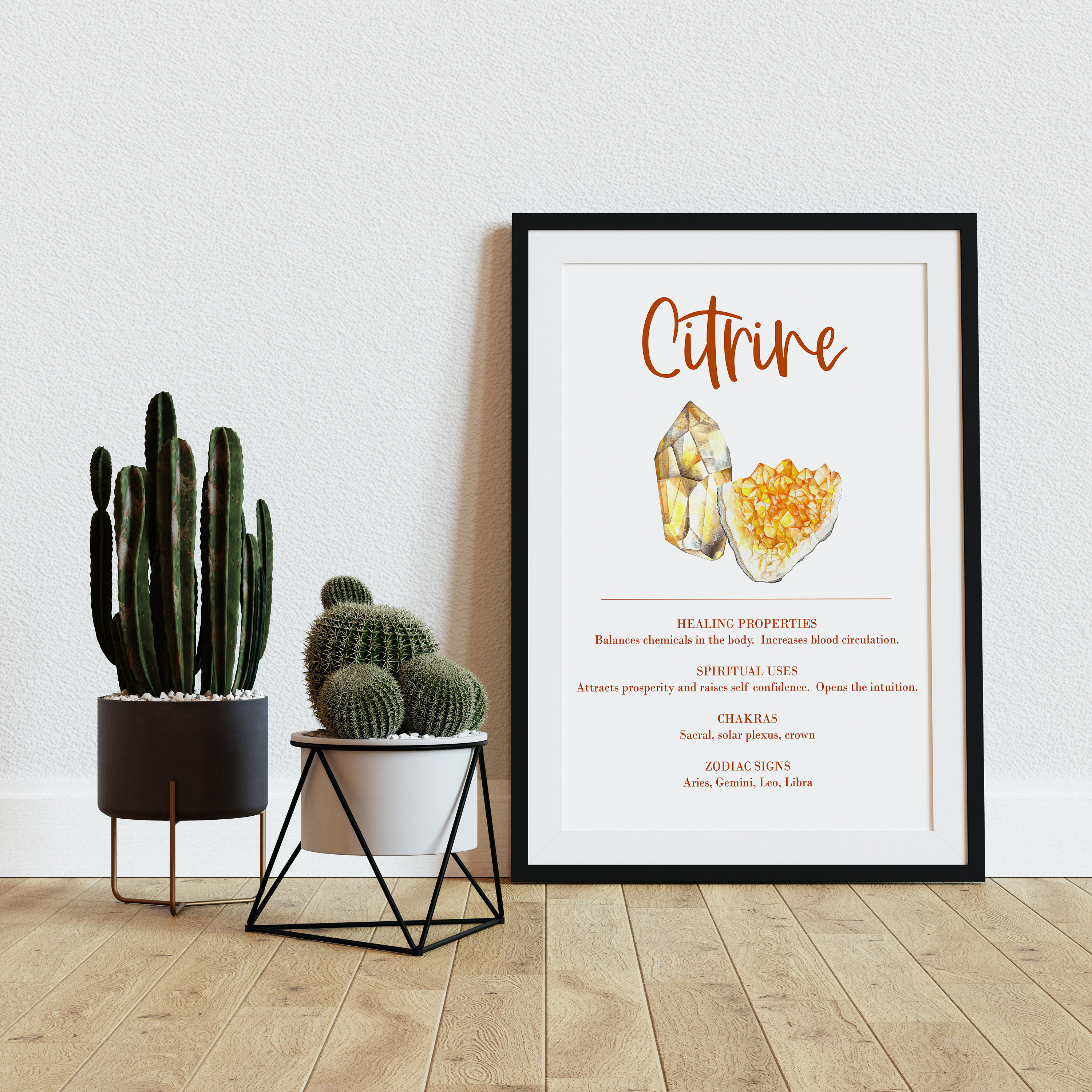 Citrine Crystal Print | Printable Poster Lists Healing Properties ...
