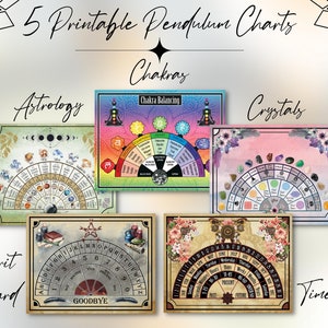 Pendulum Chart Bundle | 5 printable pendulum boards | Astrology, Crystals, Chakras, Time, Spirit Board | JPG + PDF format in A4 & 8.5x11