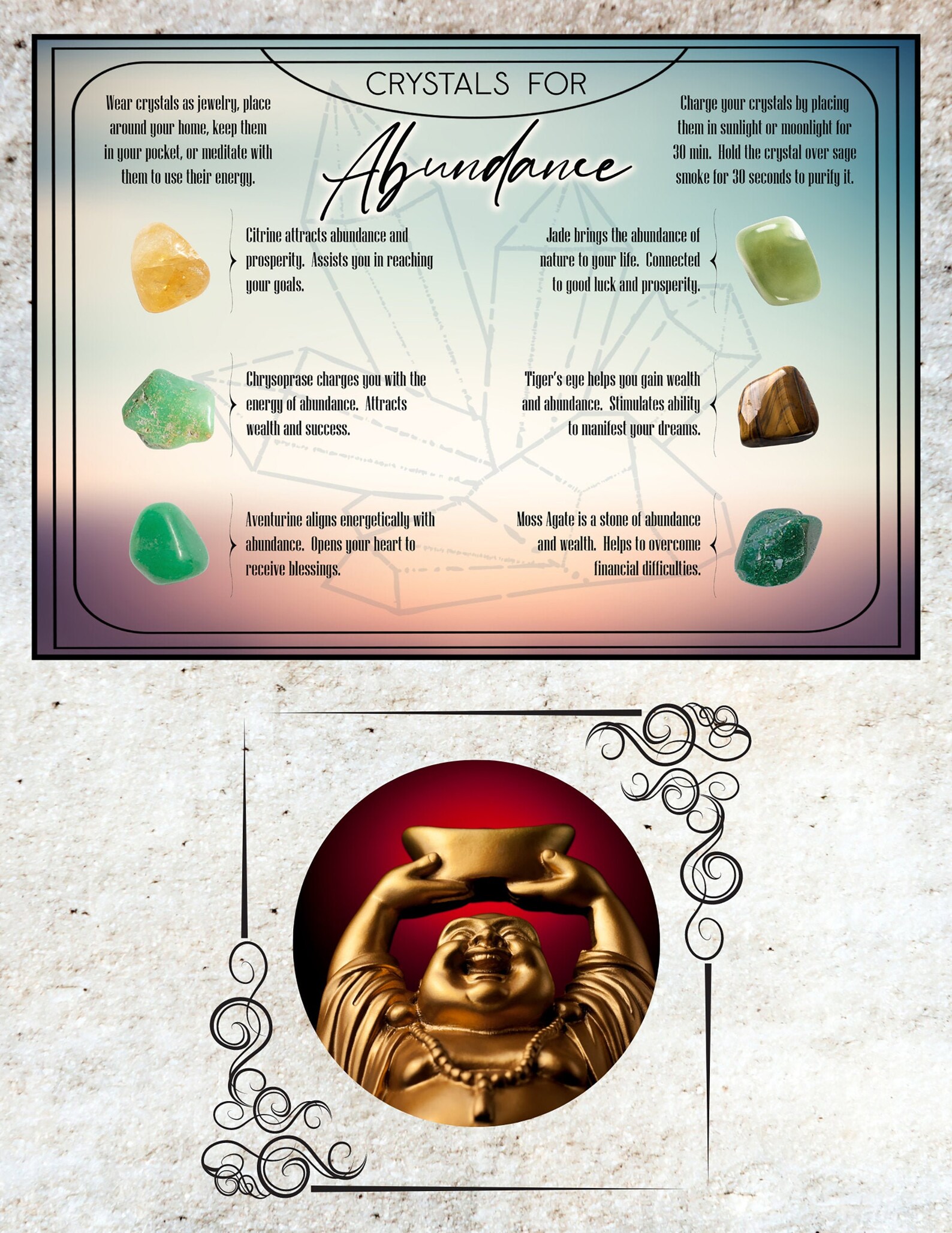 Healing Crystals for Abundance Printable Card Lists 6 Stones That