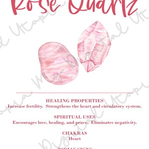 Rose Quartz Crystal Print | Printable Poster Lists Healing Properties ...