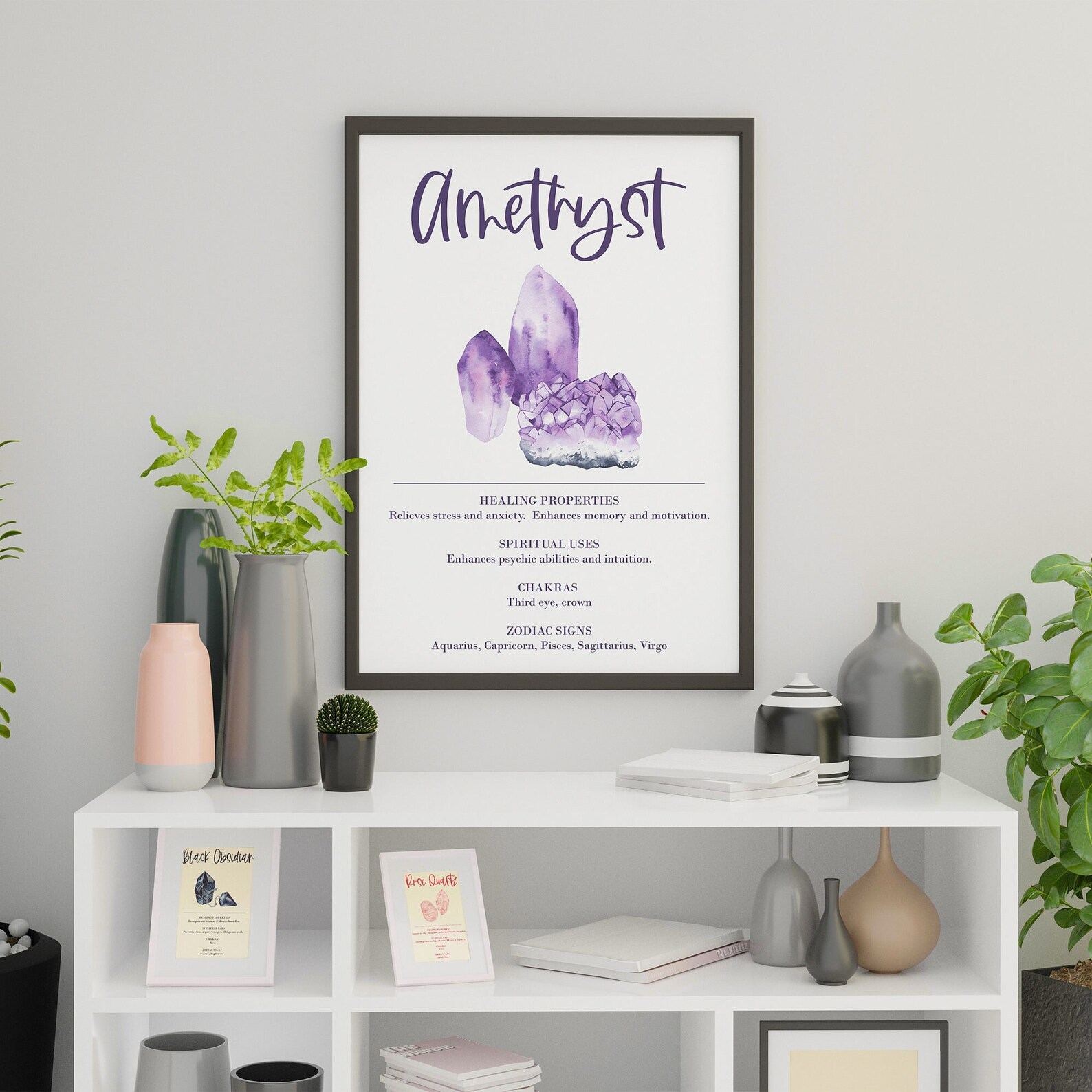 Amethyst Crystal Print | Printable Poster Lists Healing Properties ...