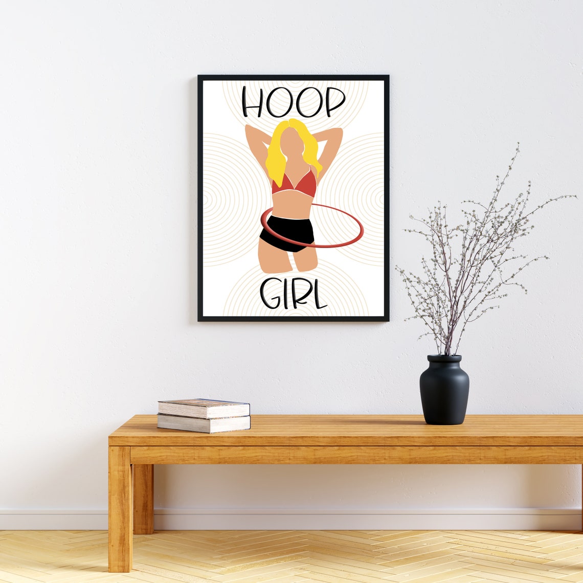 Hula Hoop Wall Art Hoop Girl Poster Digital Printable Art Etsy