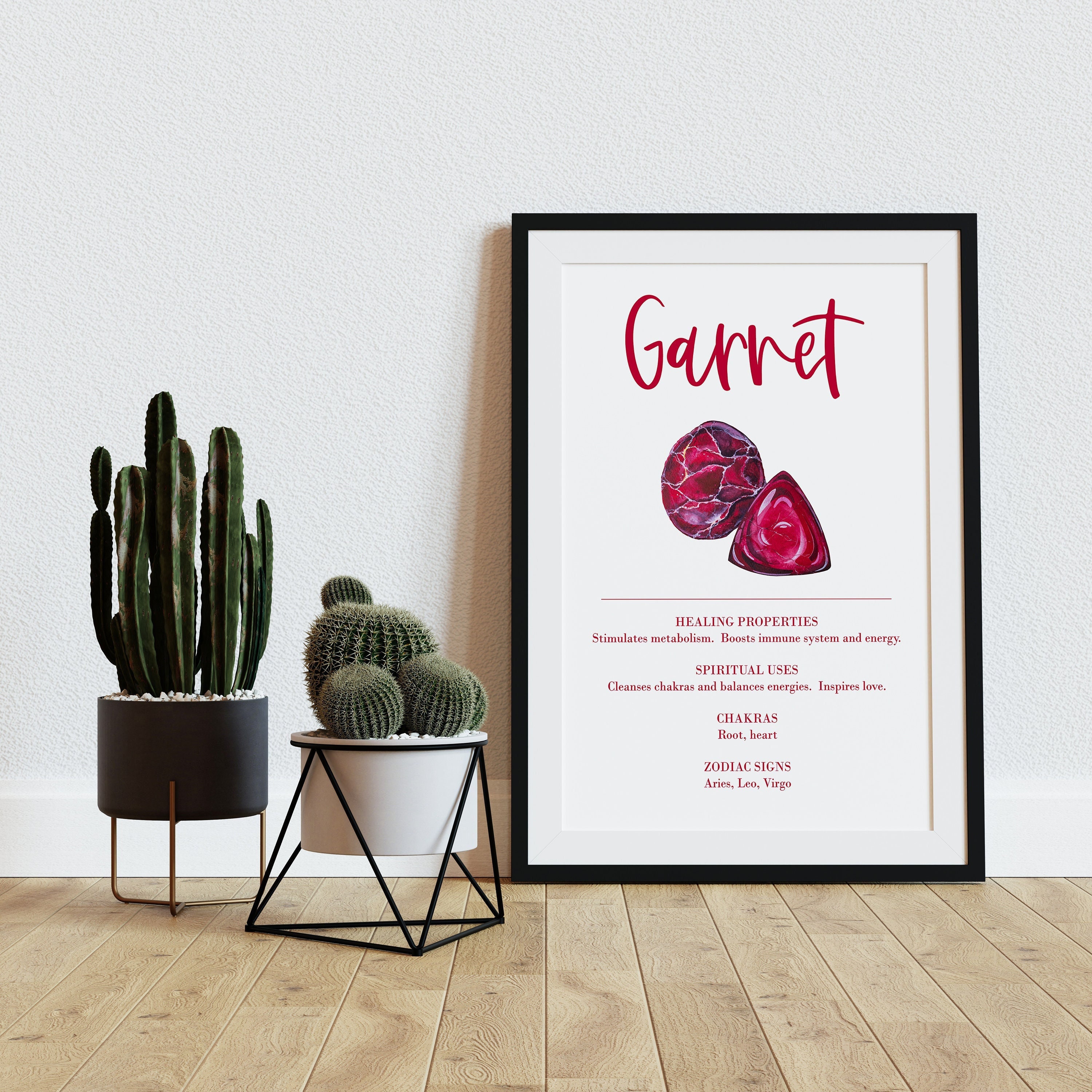 Garnet Crystal Print | Printable Poster Lists Healing Properties