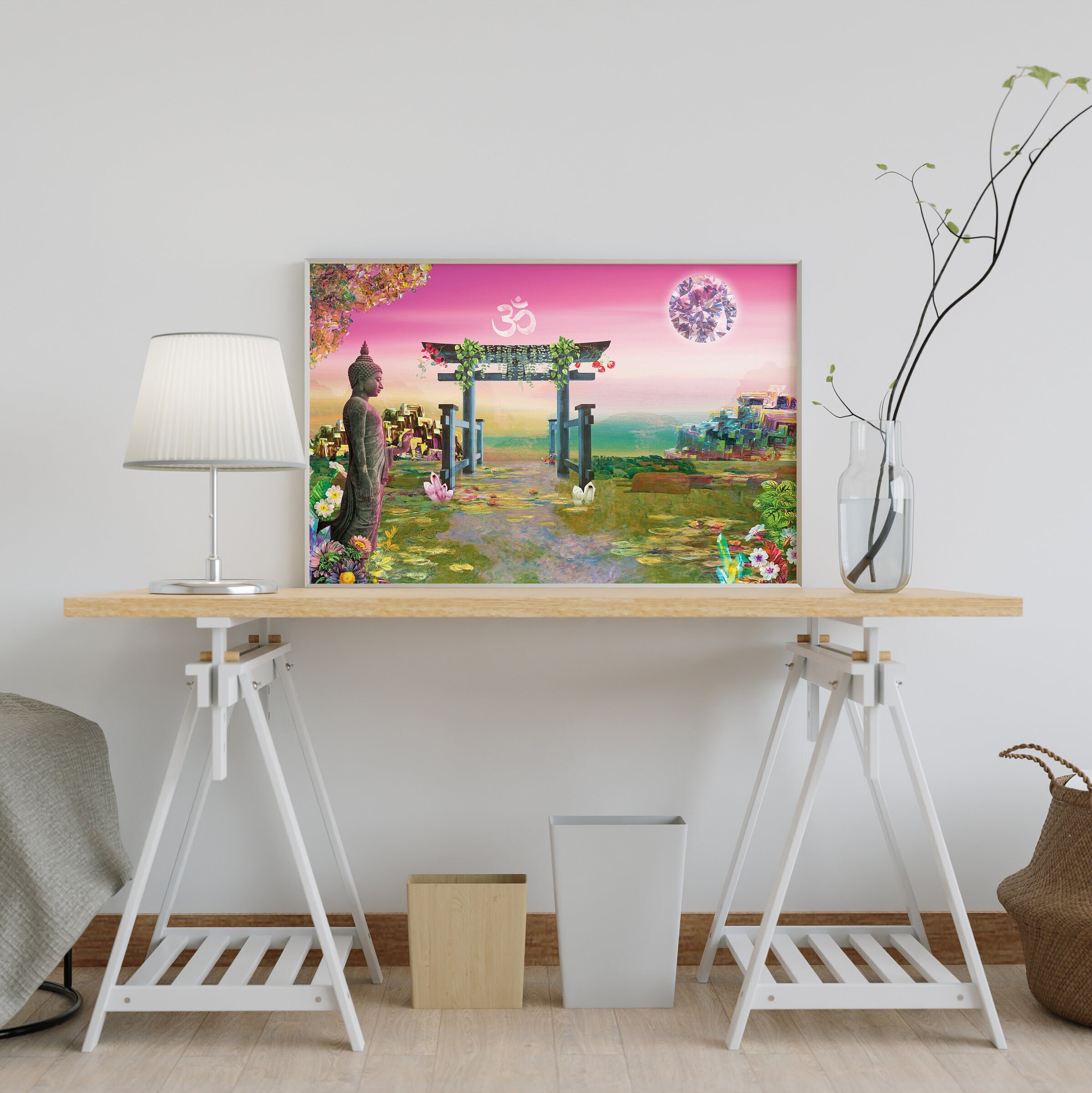 Crystal Zen Garden Wall Art Digital Collage Art Print Etsy