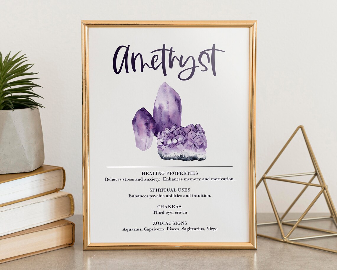 Amethyst Crystal Poster Instant Download Crystal Printable Etsy