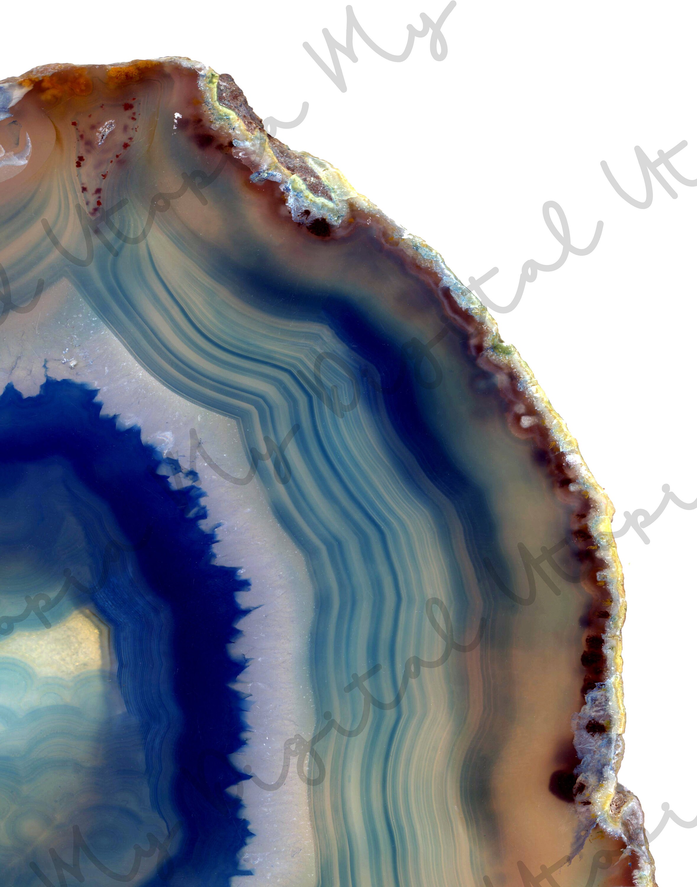 Blue Agate Abstract Wall Art, Instant Download, Printable Boho Decor ...