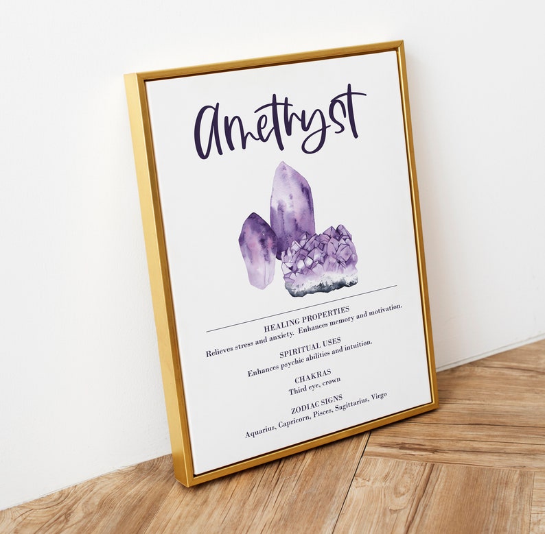 Amethyst Crystal Print | Printable Poster Lists Healing Properties ...