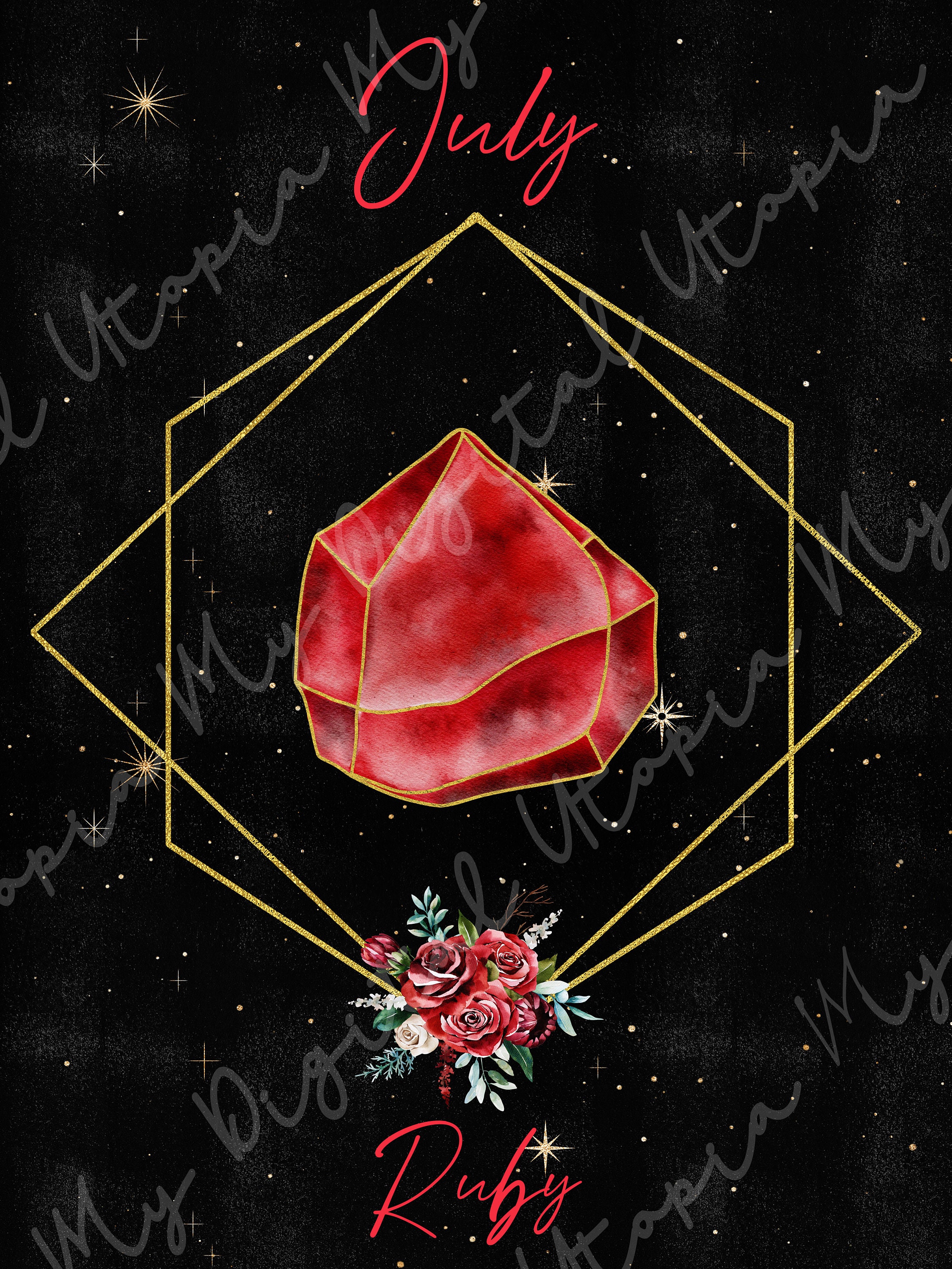 July Birthstone Wall Art Instant Download Ruby Printable | Etsy
