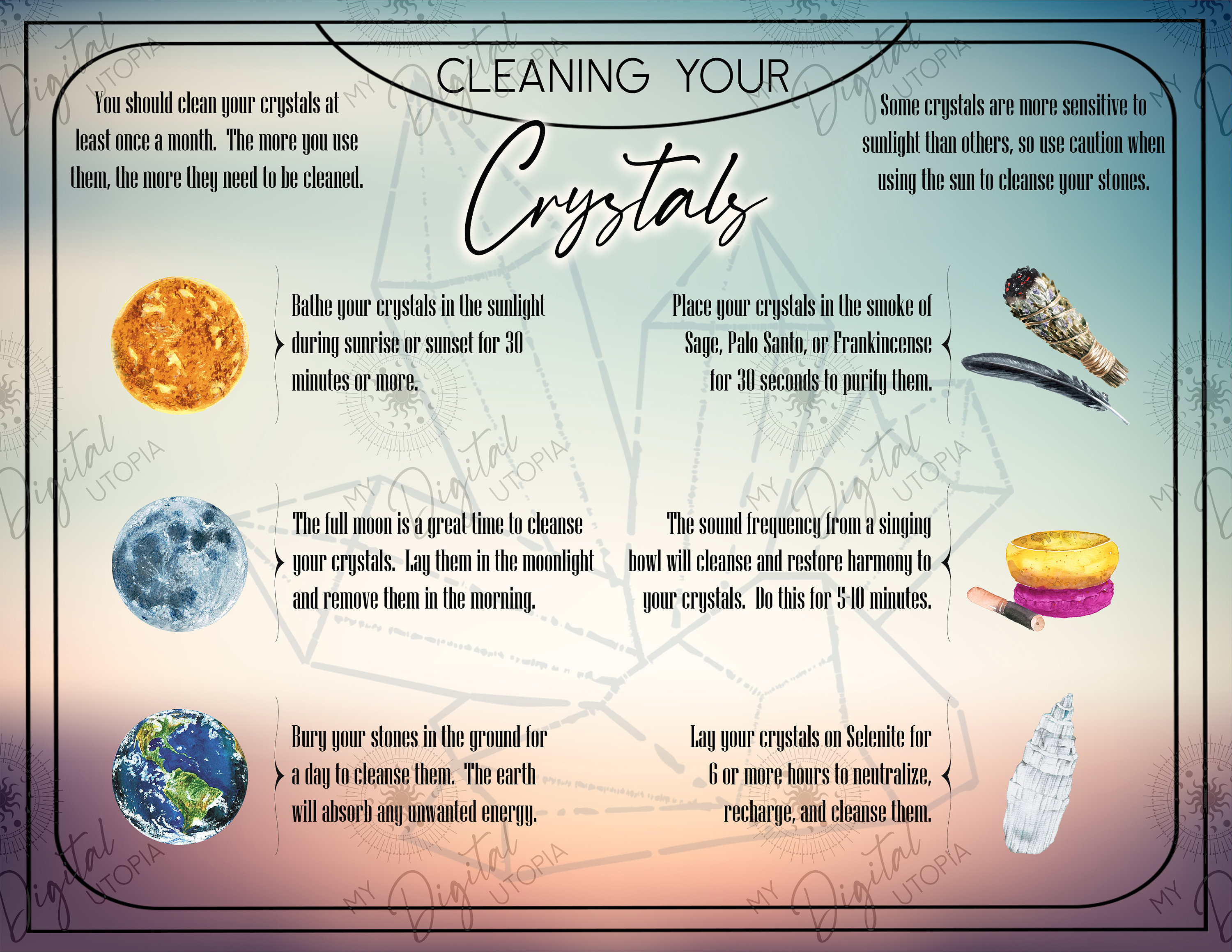 Cleaning Your Crystals Guide Printable Lists 6 Different Ways to