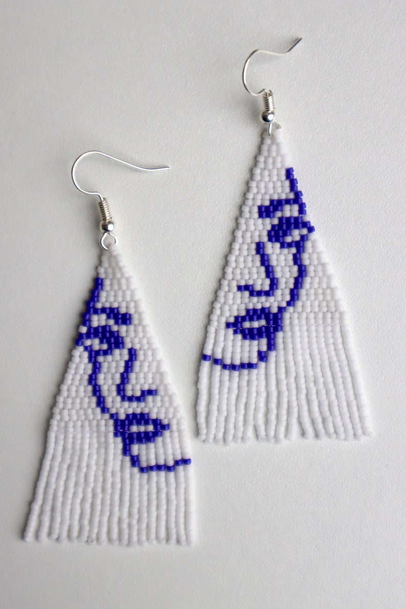 fringe earrings handmade beaded earrings Face earrings