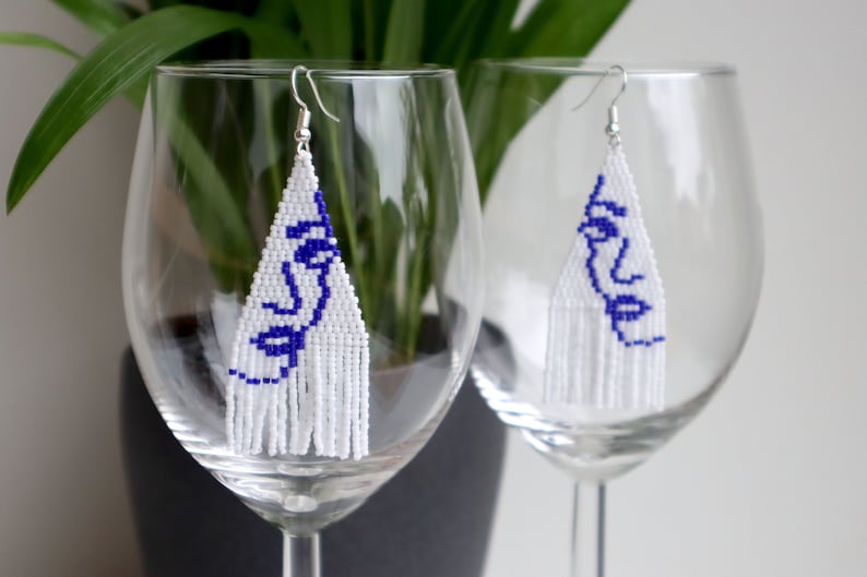 fringe earrings handmade beaded earrings Face earrings