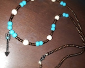 Turquoise Arrow Wooden Beaded Necklace a