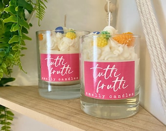 Tutti Frutti hand poured soy wax whipped jar candle