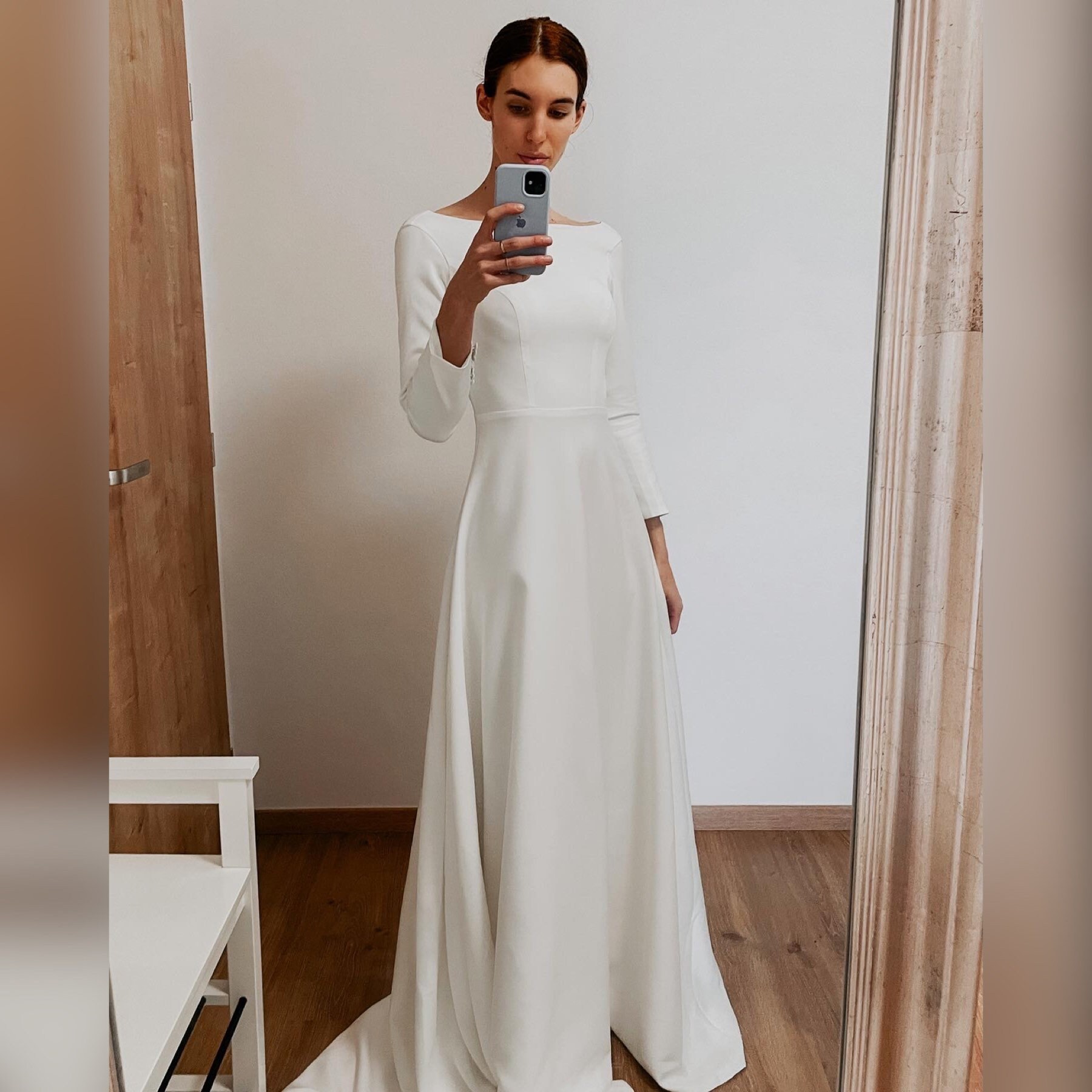 Modest Long Sleeve Crepe Boat Neck 