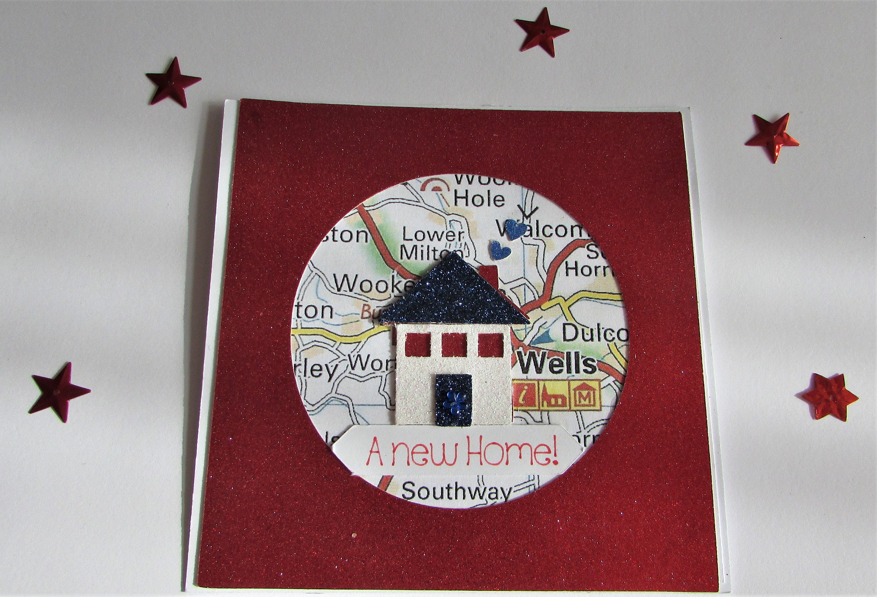 Handmade die cut new home card 5 x 5 inches glitter house Etsy