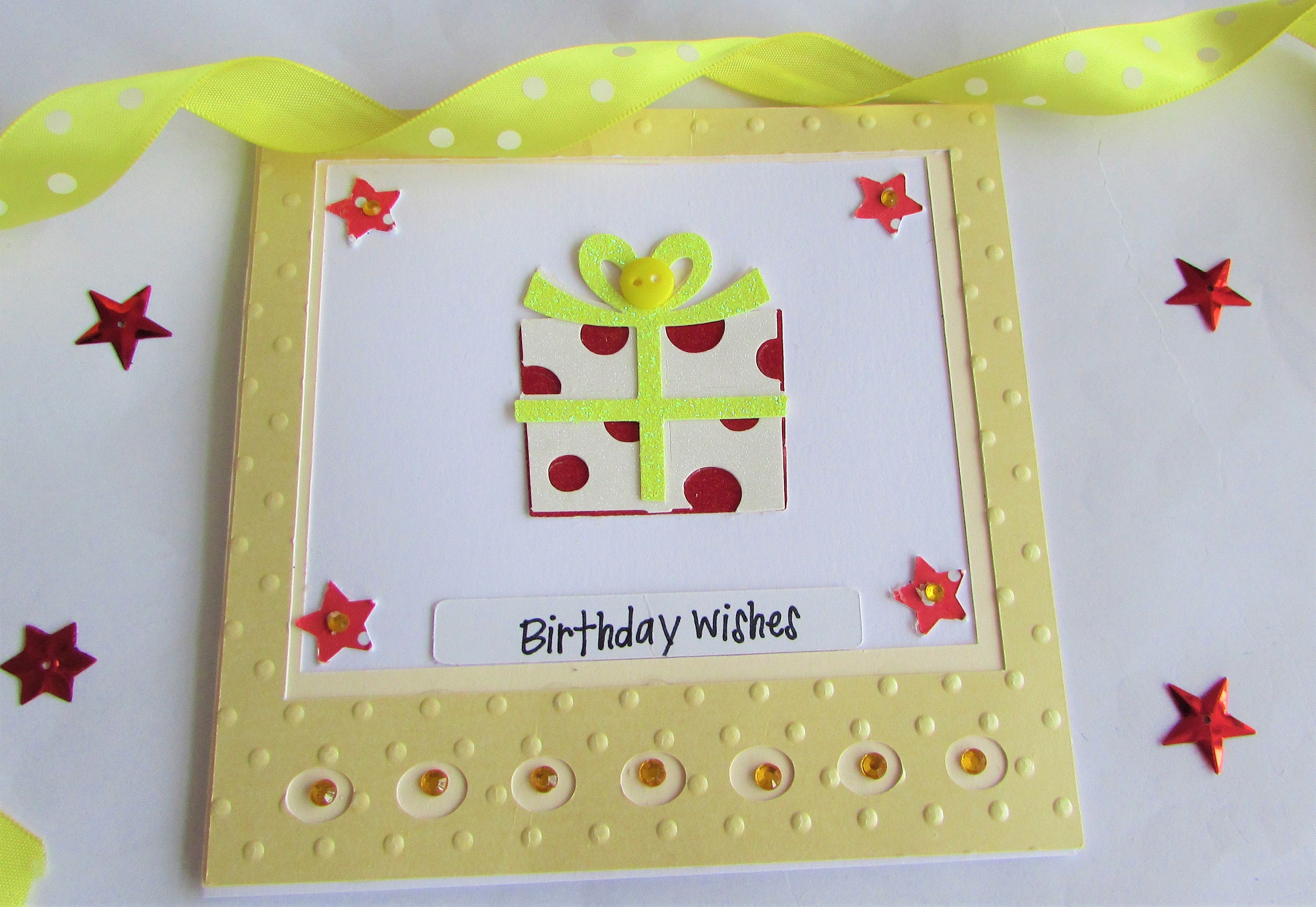 Handmade die cut female birthday card 5x5 ins red yellow Etsy