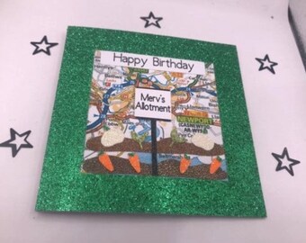 Handmade die cut allotment plot and map of choice, 5 x 5 ins, can personalise