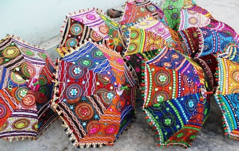 15 Pcs Decoration umbrella wedding umbrella henna mehndi night decor parasol mirror work umbrella gift for her umbrella handcrafted umbrella