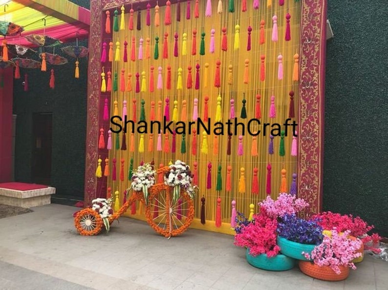 50 Tassels FREE SHIPPING Multicolor Indian Wedding Decoration, Mehndi Decor, Party Backdrop, Tassels Door Hangings, Wedding Tassels, Tassel image 1
