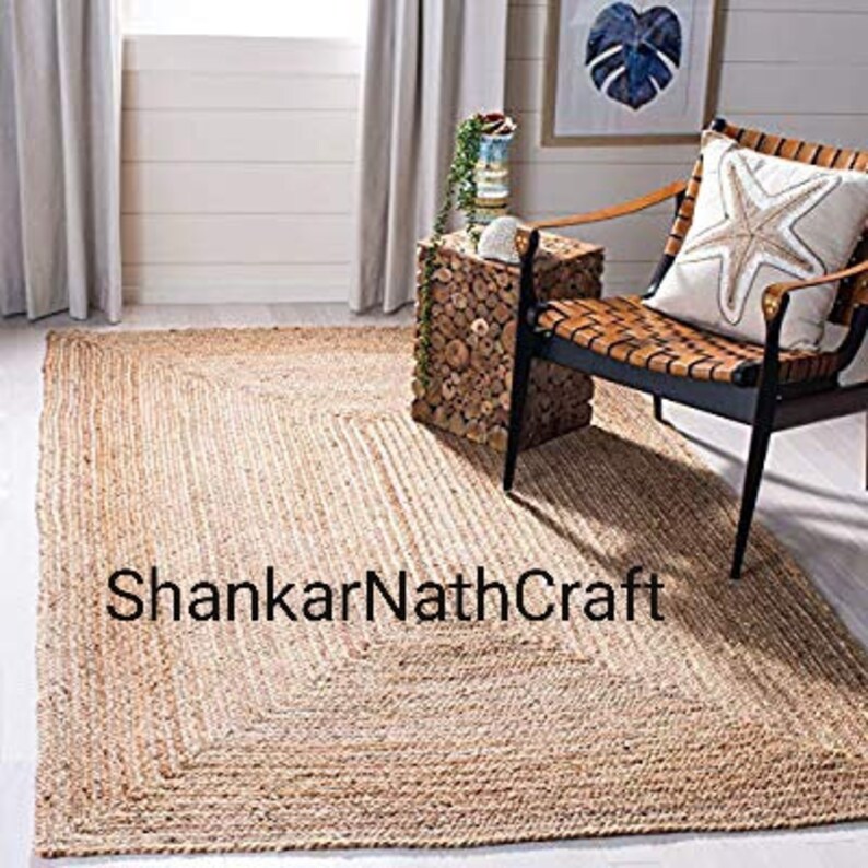 5x7 Natural Jute Rug. Indian Braided Floor Decorative Rug Etsy