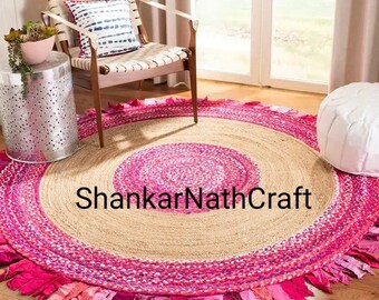 ROUND RUG. Jute Rug. Natural Jute Rug. Indian Hand Braided Jute Rag Rug. Home Decorative Rug. Indian Floor Rug. Area Rug. Home Living Rugs