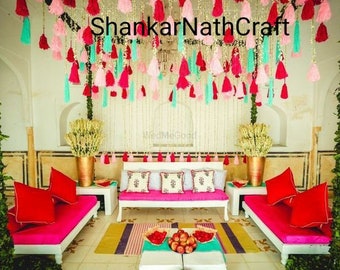 300 Tassels FREE SHIPPING Multicolor Indian Wedding Decoration, Mehndi Decor, Party Backdrop, Tassels Door Hangings, Wedding Tassels, Tassel