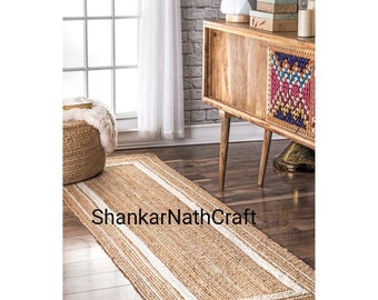 Corredor de alfombra de algodón, alfombra de corredor trenzado, corredor de alfombra hecho a mano indio étnico, decoración boho, alfombra de área colorida, corredor de decoración del hogar 2x4 pies