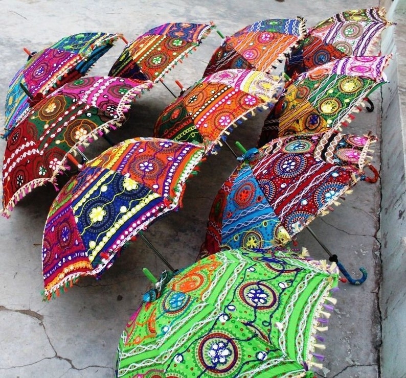15 Pcs Decoration umbrella wedding umbrella henna mehndi night decor parasol mirror work umbrella gift for her umbrella handcrafted umbrella