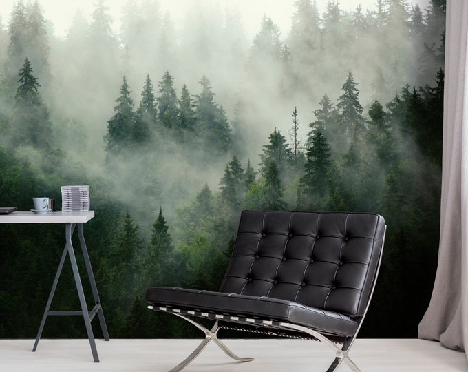 Nebel Wald Natur Tapete Selbstklebend Fichten Tannen Berge Weitblick ...