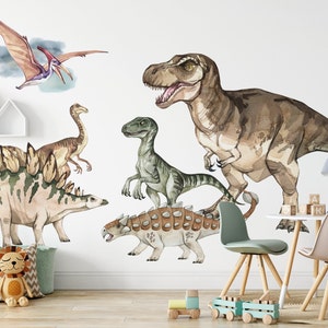 Big Dinosaur Wallsticker Set for kids, Watercolor Dinosaur Sticker Set, Aquarell, Wall Decal, nursery, Peel and stick