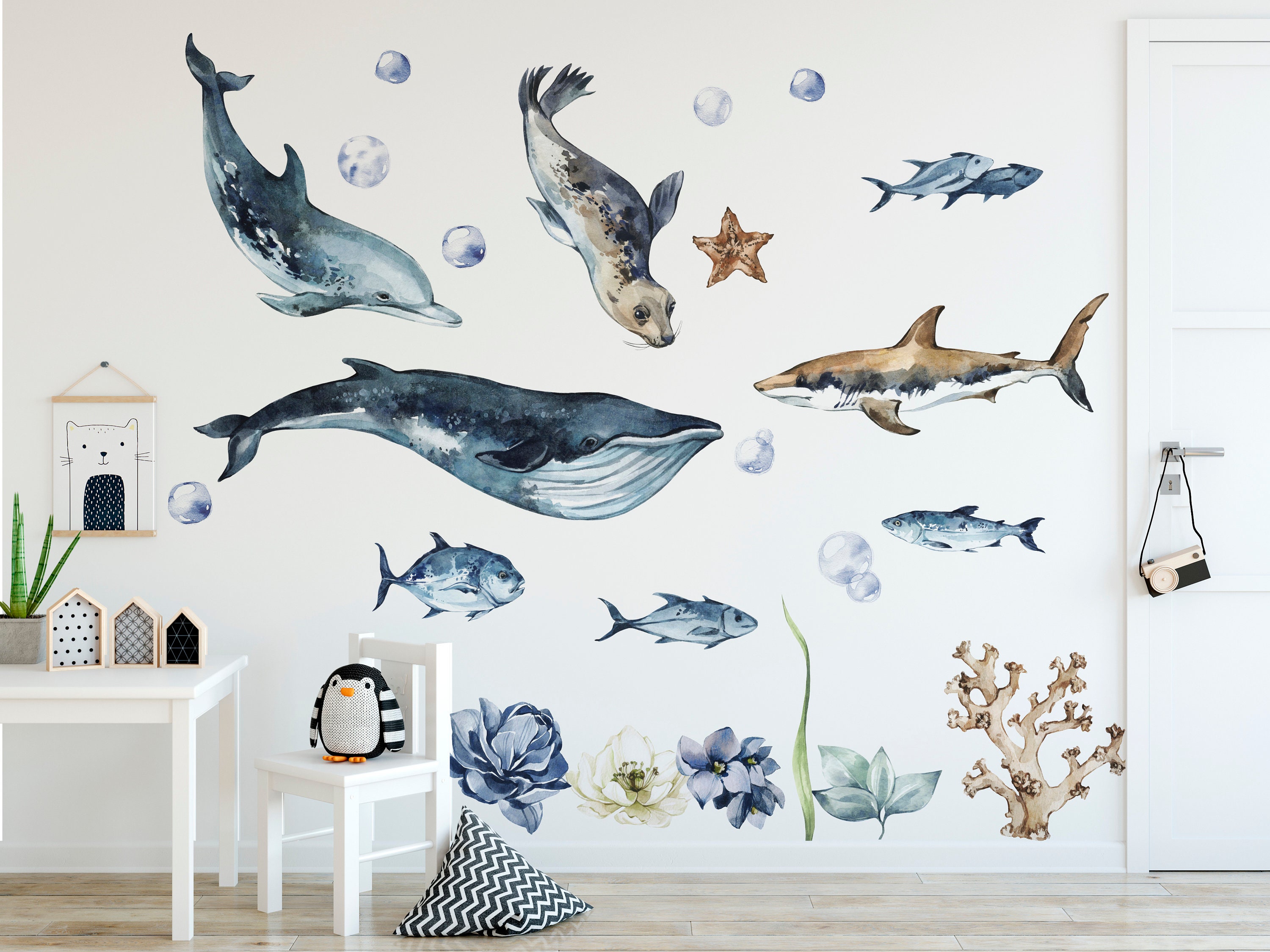 Ocean Animals Wall Decal for Kids and Nursery Sticker Set Etsy